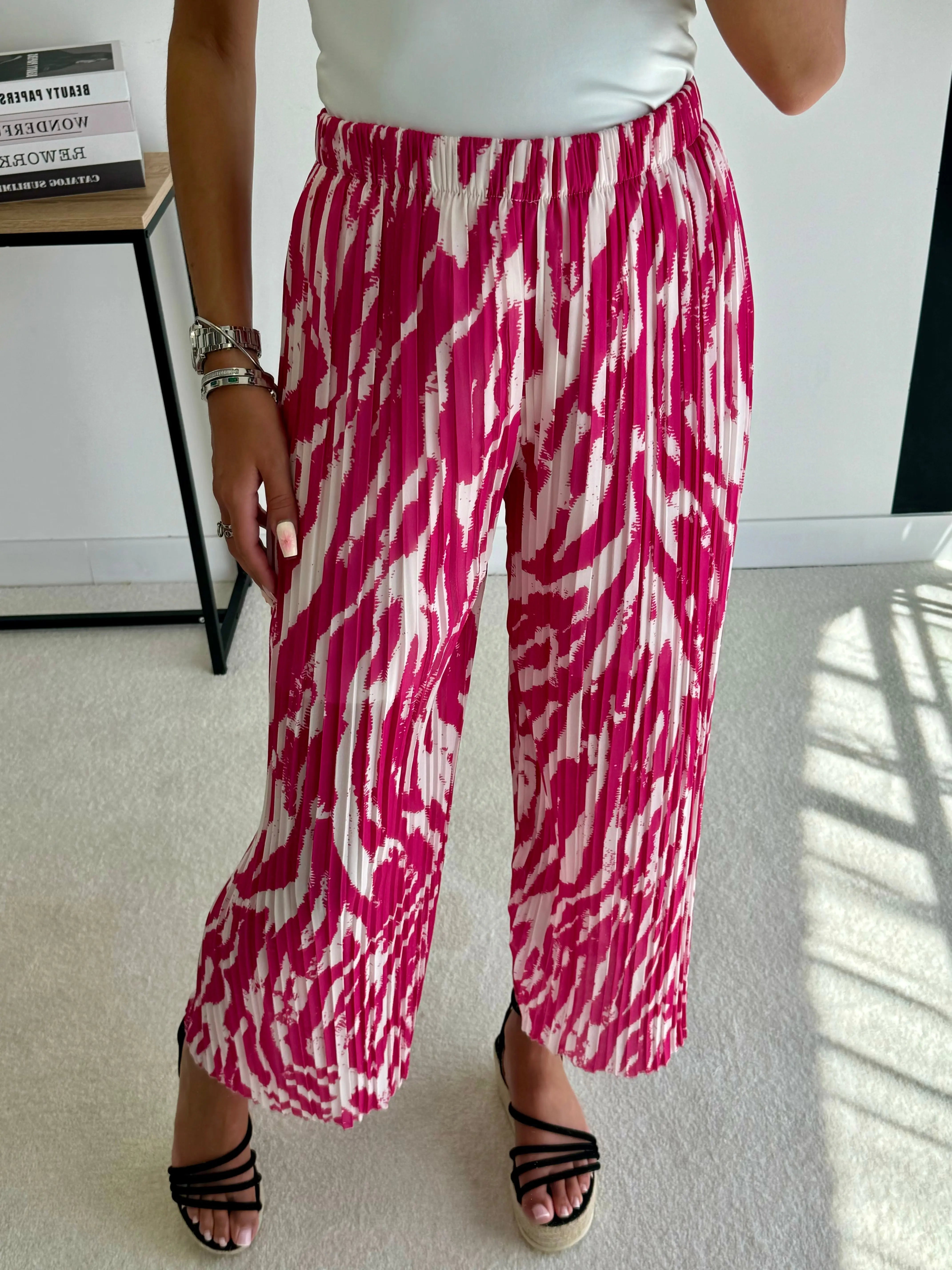 Pantalon plissé zébré rose DS.Sélection