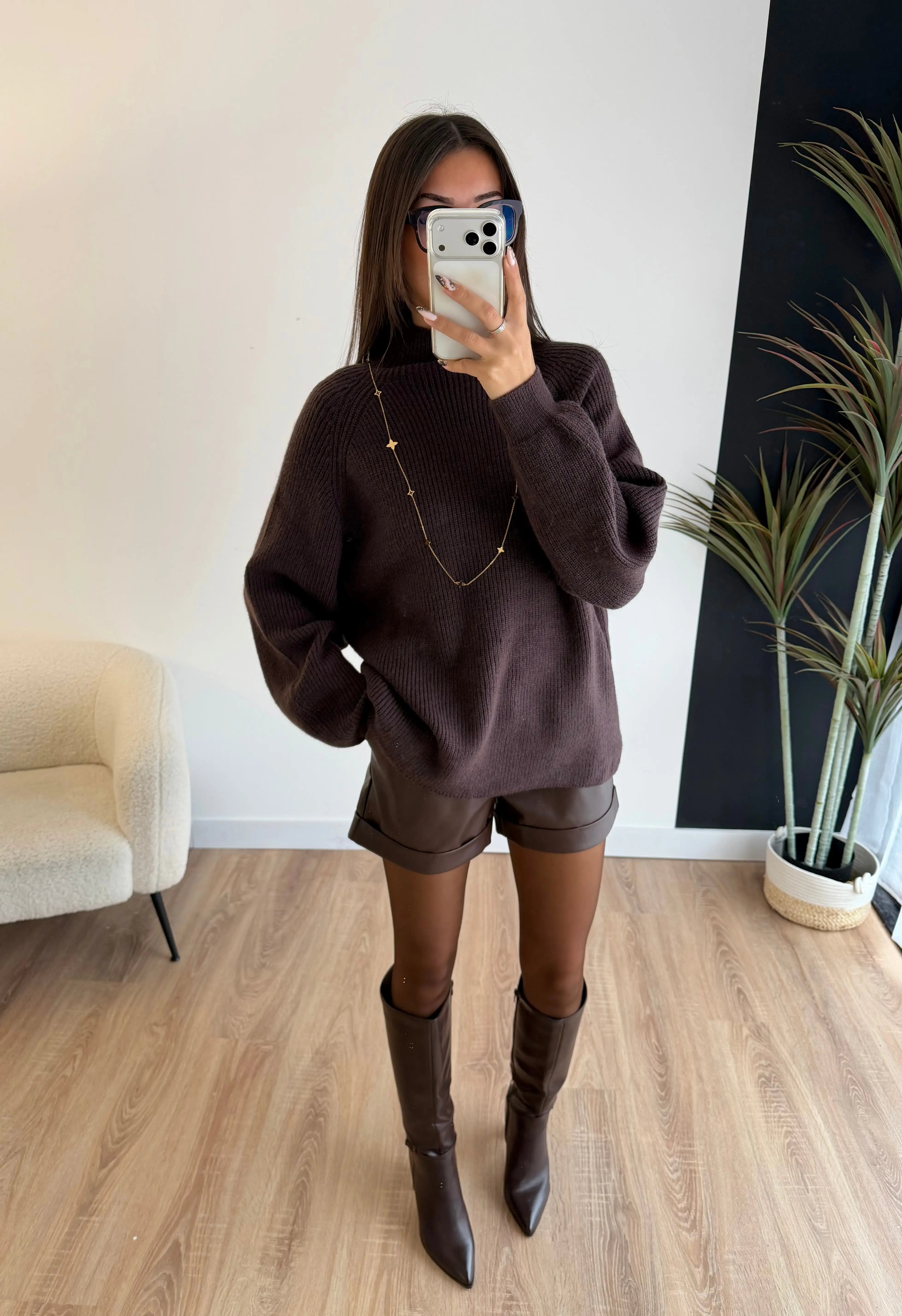 Pull tressé marron DS.Sélection