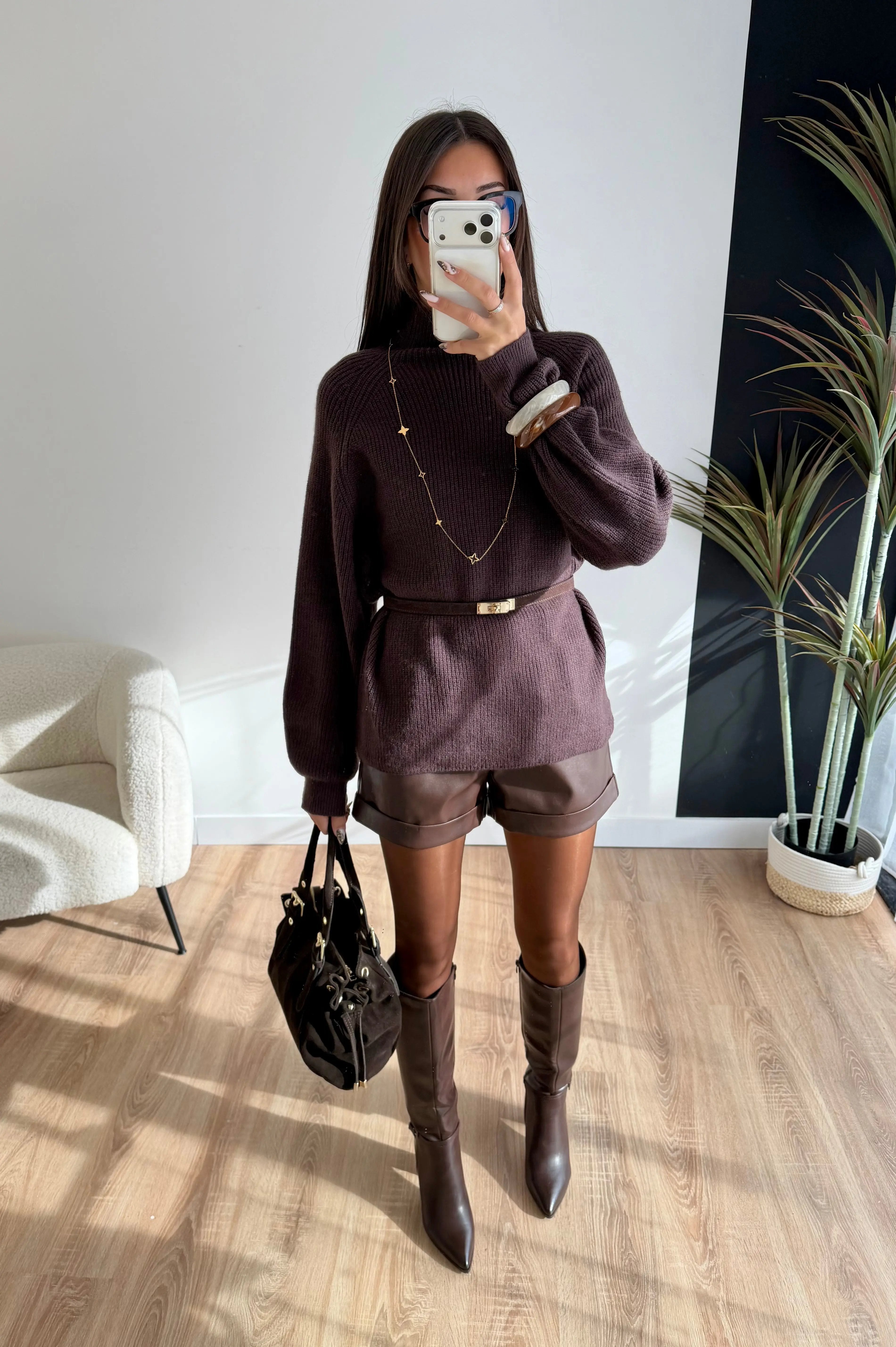 Pull tressé marron DS.Sélection