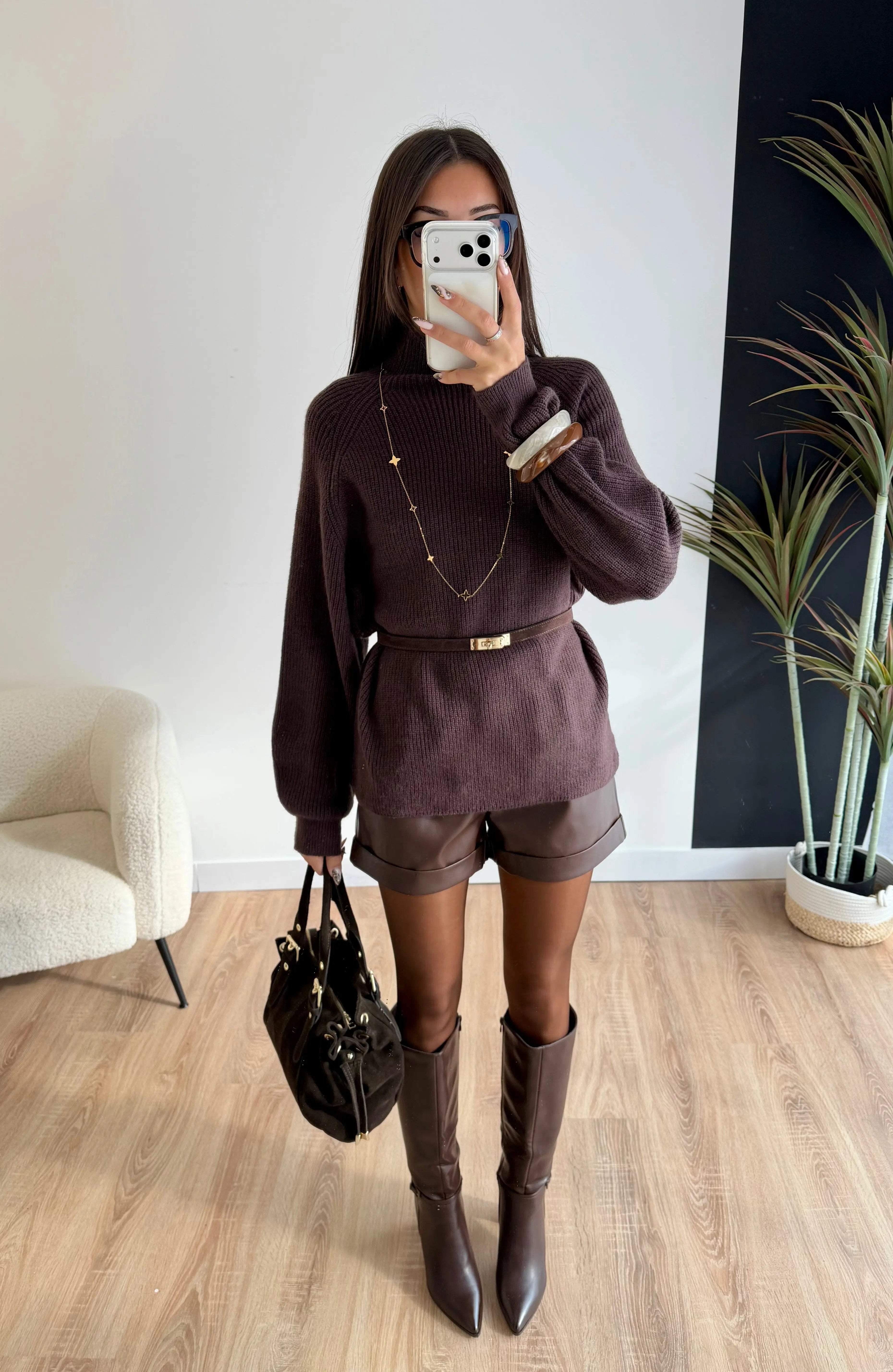 Pull tressé marron DS.Sélection