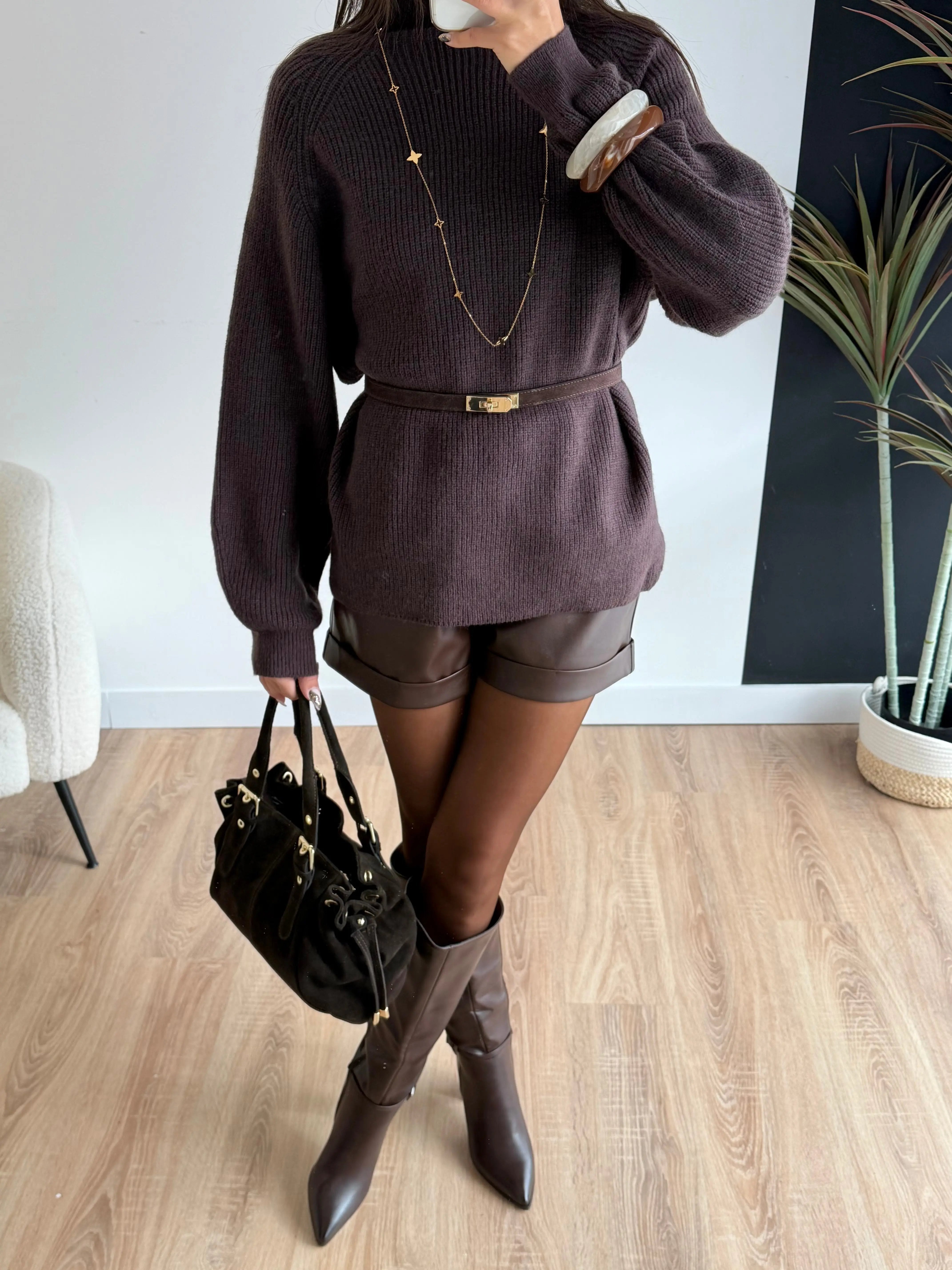 Pull tressé marron DS.Sélection