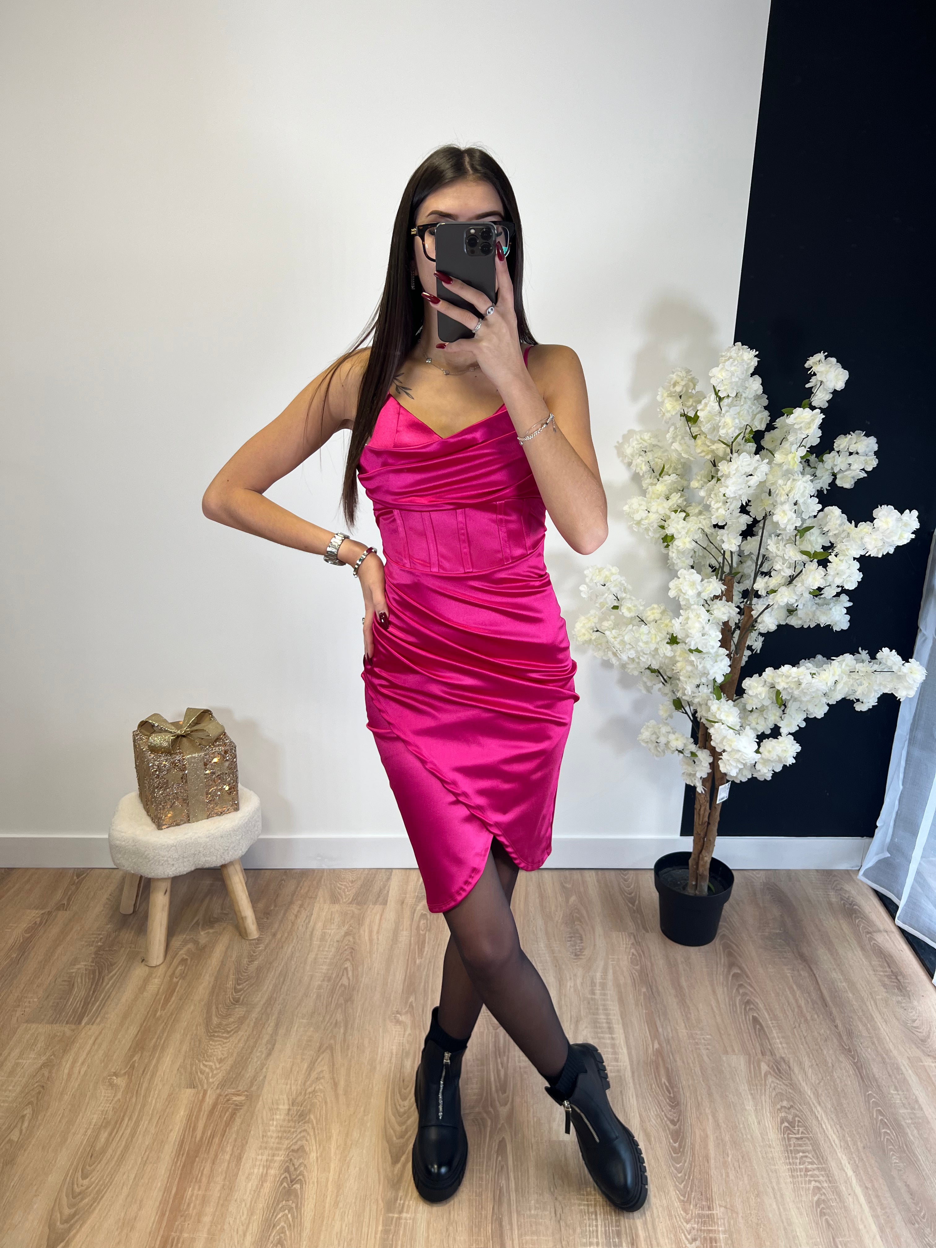 Robe rose satin DS.Sélection