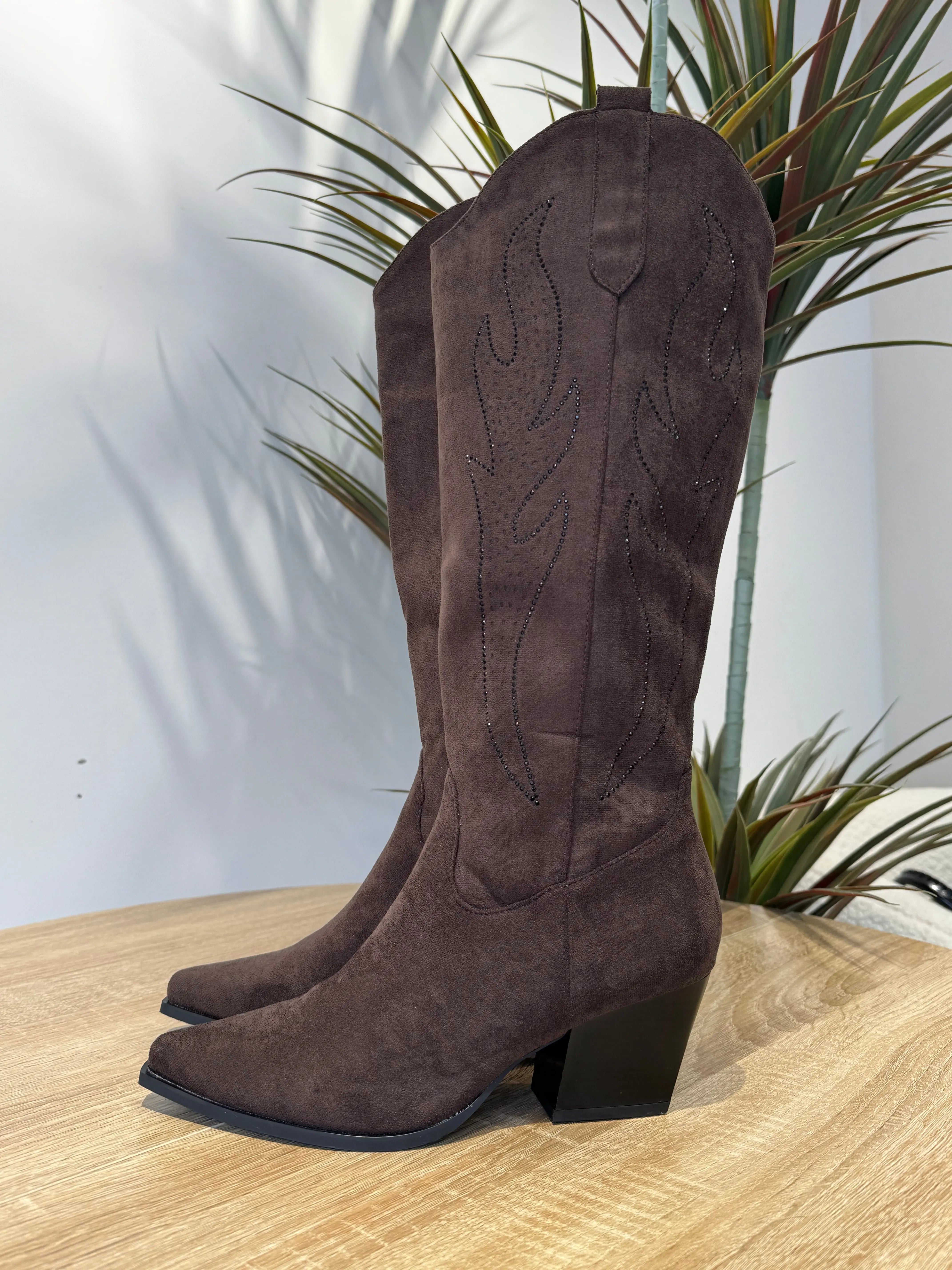 Santiags marrons à strass DS.Sélection